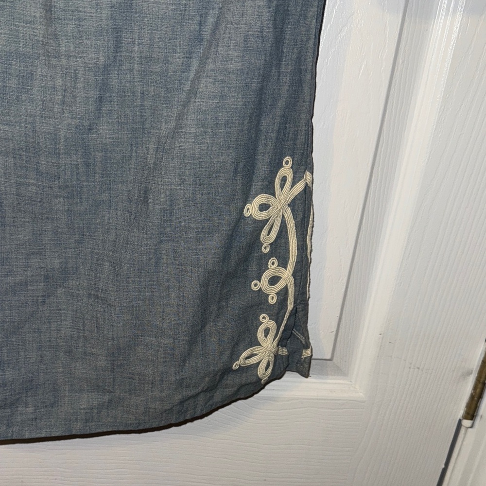 Lucky Brand Denim Tunic with Cream Embroidery - Picture 5 of 9